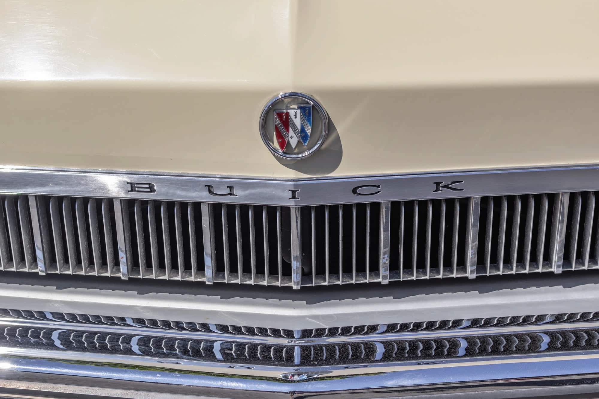 Close-up of vintage Buick grille and emblem