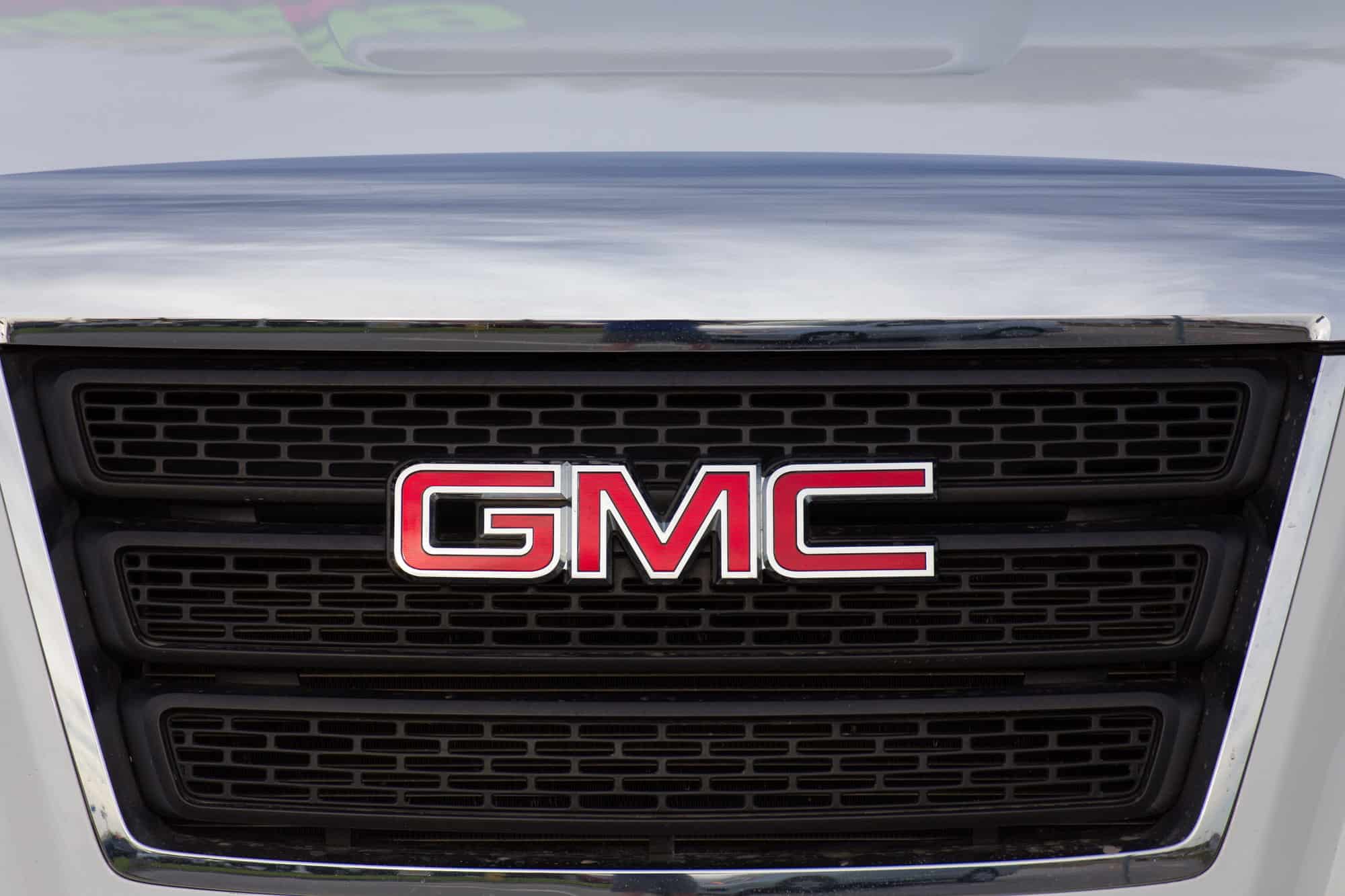 GMC logo on black truck grille